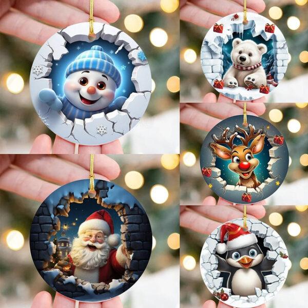 Christmas Break Through Ornament, 2D Acrylic Christmas Tree Hanging Decoration Gift Pendant Xmas Gift 2024 - US $2.99