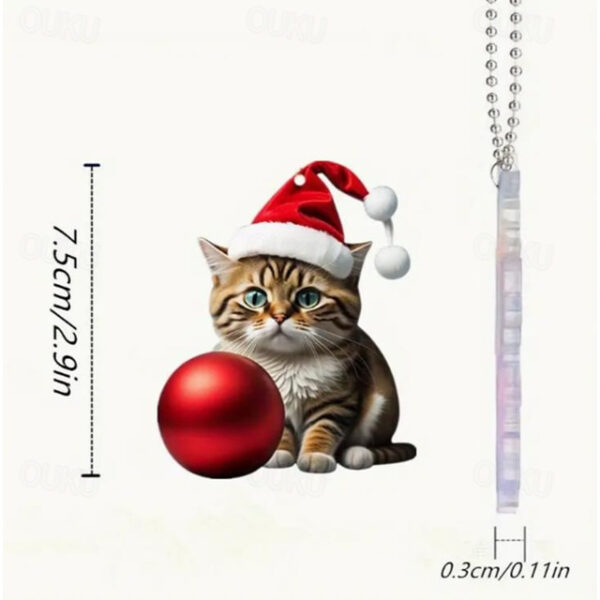 Christmas Cat Ornament,Acrylic 2D Flat Printed Xmas Tree Ornament and Car Rear View Mirror Accessories for Cat Lover 2025 - US $2.99