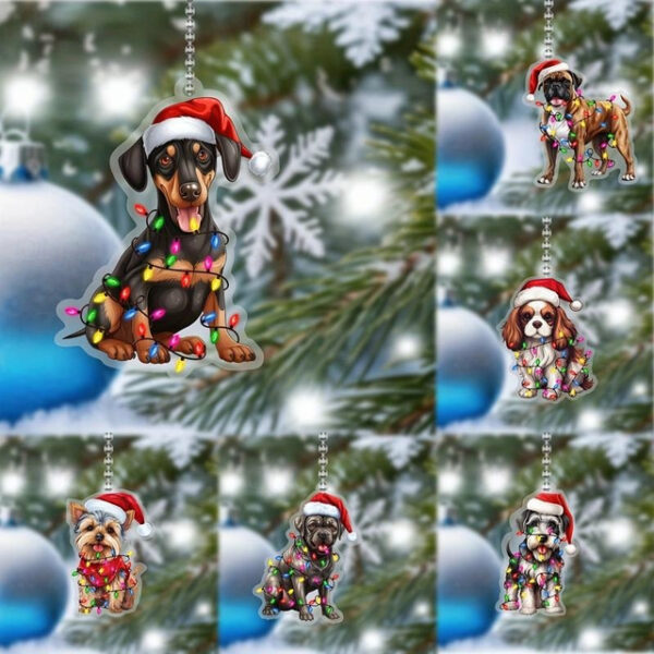 Christmas Dog Tree Decoration, Birthday Parties Xmas Ornament, Adds A Spooky Touch To Your Car Rearview Mirror And Christmas Tree Decorations Keychain