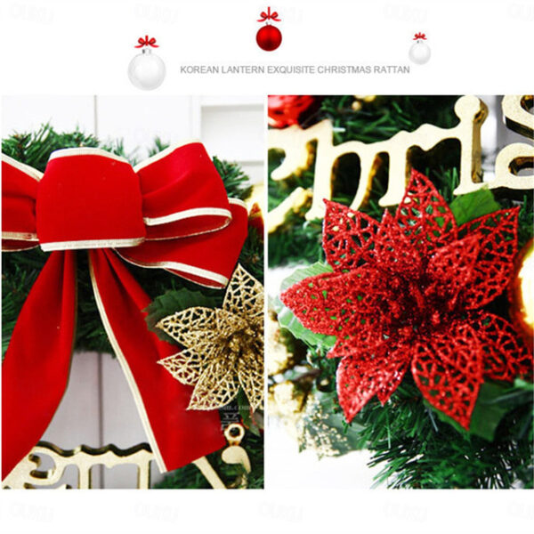 Christmas Wreath Outdoor for Front Door Winter Wreath Window Wall Decoration Garland Wreath Ornaments with Bells Balls Berries Bowknot for Christmas W