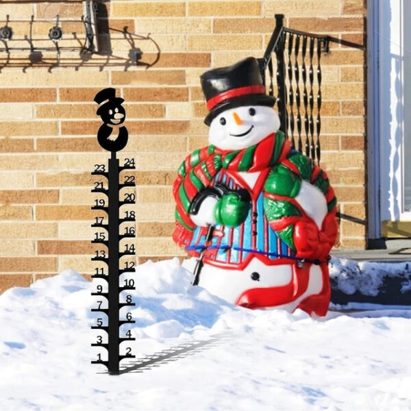 Outdoor Snow Gauge, 24 Inches Winter Snowflake, Snowman, Elk Metal Iron Ruler, Manual Metal Snow Measuring Stick Garden Pile, Christmas Rain Gauge Out