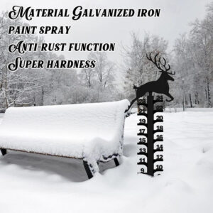 Outdoor Snow Gauge, 24 Inches Winter Snowflake, Snowman, Elk Metal Iron Ruler, Manual Metal Snow Measuring Stick Garden Pile, Christmas Rain Gauge Out