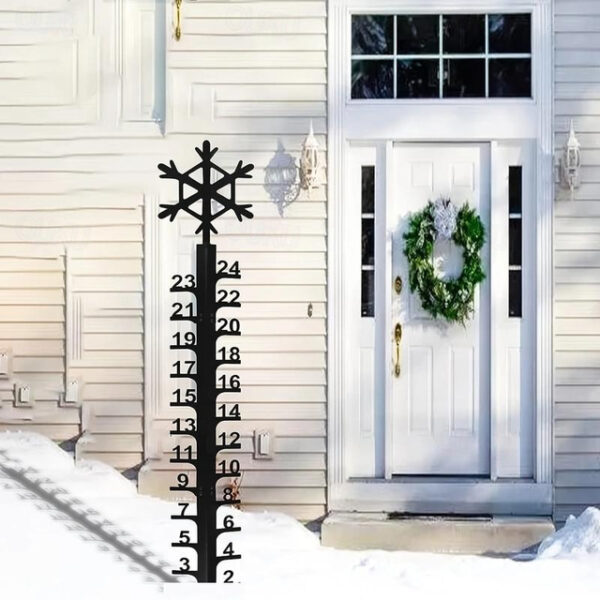 Outdoor Snow Gauge, 24 Inches Winter Snowflake, Snowman, Elk Metal Iron Ruler, Manual Metal Snow Measuring Stick Garden Pile, Christmas Rain Gauge Out