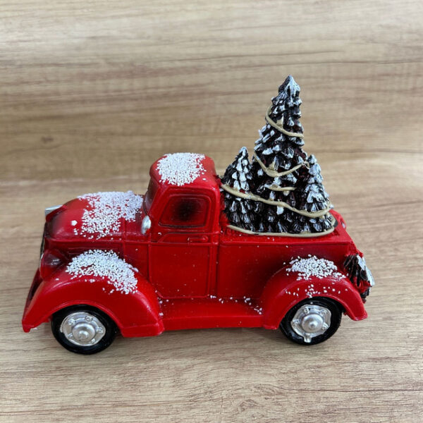 Red Farm Truck Christmas Centerpiece 2024 Farmhouse Old Red Pickup Truck for Christmas Decoration Holidays Home Furnishing Decoration Christmas Truck